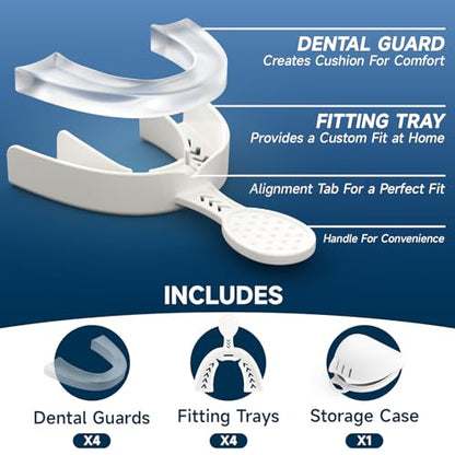 Mouth Guard with Fitting Tray for Adult, 4 Pack Standard Size