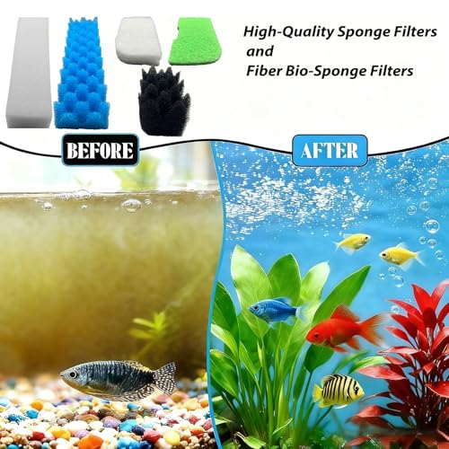 42 Packs 306/307 Canister Filter Replacements Compatible with Fluval 306/307 Aquarium Filters, Includes Filter Media Set with Biofoam, Activated Carbon, and Ceramic Rings, Upgraded Version