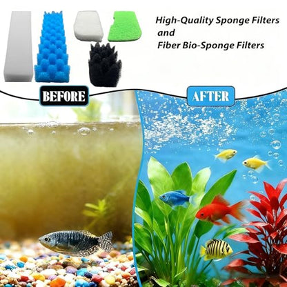 42 Packs 306/307 Canister Filter Replacements Compatible with Fluval 306/307 Aquarium Filters, Includes Filter Media Set with Biofoam, Activated Carbon, and Ceramic Rings, Upgraded Version