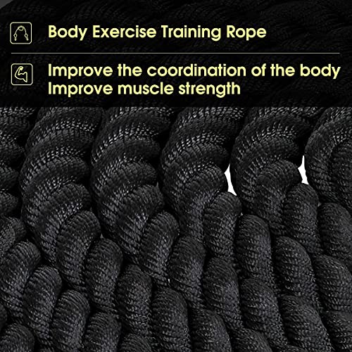 Max4out Battle Ropes 1.5 inch 30 ft - Polyester Workout Rope Heavy for Home Body Workouts Building Muscle, Black