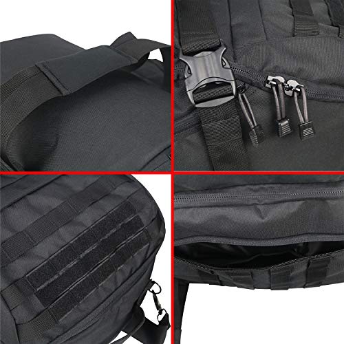 3 in 1 Tactical Travel Duffel Bag Backpack, Heavy Duty Military Gym Bag - color: Black, size: 30L,(19x10x8)Inches