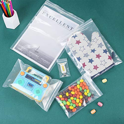 100 Pack 7" x 9" Thick Clear Reclosable Zip Plastic Lock Poly Bags 2.4 Mil Heavy Duty Seal Resealable Zipper Bags For Envelopes Photos Cards