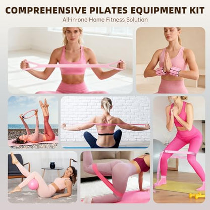 Uyittour 16PCS Pilates Kit, Home Pilates Workout Kit with Ankle Weights, Pilates Ring and Ball Set for Women, Pilates Equipment with Resistance Bands, Core Sliders & Socks for Starter Home Workouts