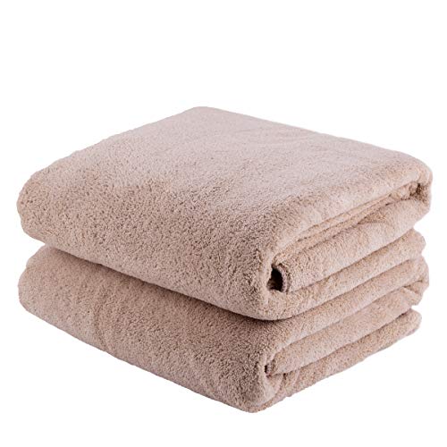 JML Microfiber Bath Towels with Hanging Loop, 30"x60", 2 Pack, Camel - color: Camel, size: 30 in x 60 in