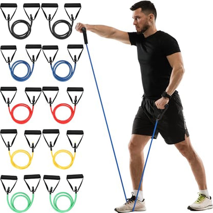 Shappy 10 Pcs Resistance Bands with Handles - color: Multicolor