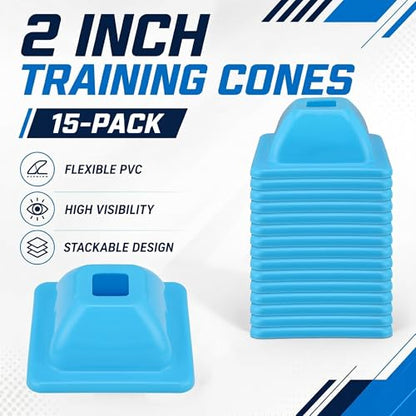 2" (15, 30 Pcs) Training Cones for Sports - color: Blue