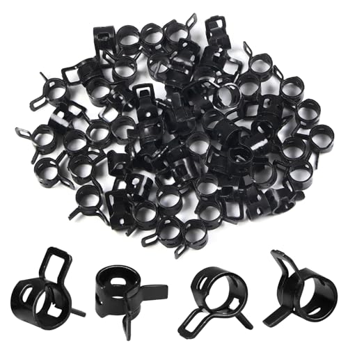 60Pcs 0.31"(8mm) ID Spring Band Hose Clamps, 5/16" ID Fuel Line Hose Clamp, Low Pressure Air Clamp, Water Pipe Air Tube Silicone Vacuum Hose Clamp, Bushing Automotive Replacement Fastener - size: 8mm, style: 60-Packs