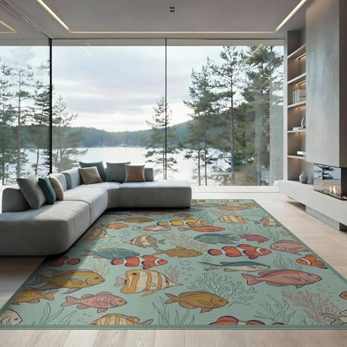 9'x12' Washable Graphic Plant Oversized Rug, Orange Non-Shedding Pet Friendly Carpet Foldable Easy Care Mat for Master Suite, California King, Under Bed | Ref:1885376 - color: Green/Pattern 47, size: 9' x 12' (Rectangular)