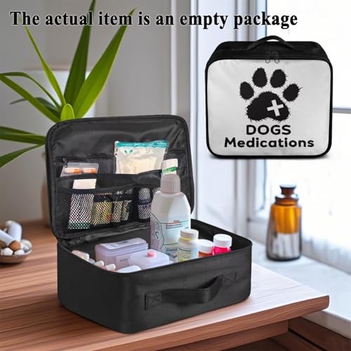 Gomyblomy Customized Dog First Aid Kit Empty First Aid Kit Bag Dogs Medications Print Medium Emergency Kit for Home Cars Travel Medical Supplies Storage Add Your Image and Color - color: Dog Medication Customized Print