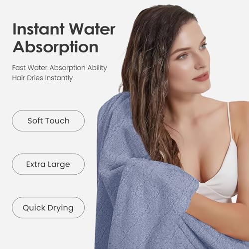 JML Bath Towels, Pack of 4, 30"x60", Large, Blue - color: Grid Blue, size: 4 Pack (30 in x 60 in)