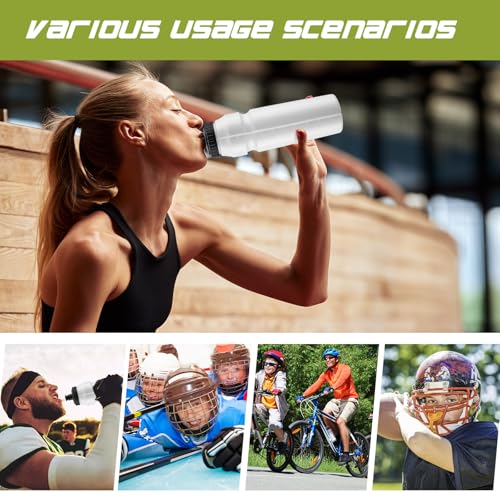 Nuenen 10 Pcs 1 Liter Sports Water Bottle with 2 Lids (Straw and Squeeze),34 oz Squirt Water Bottle with Pull Top Cap for Adults Hockey, football, Lacrosse & Boxing