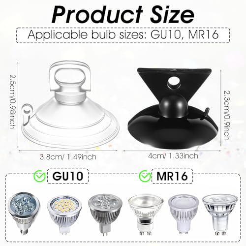10 Pcs Light Bulb Changer Suction Cup Removal Tool - Easy To Use - Suction Cup Light Bulb Changer,Included 2 Sizes for Mr16 Gu10 Bulbs - Ideal for Halogen, Mini Track Lights and Range Hood
