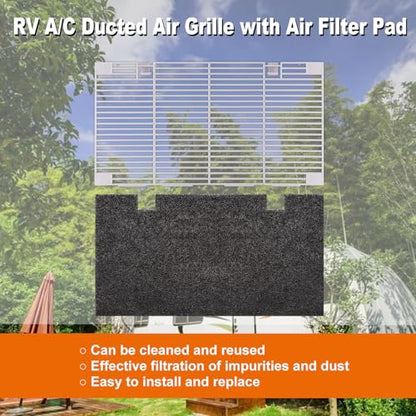 RV A/C Ducted Air Grille for Dometic, Duo-Therm RV Air Conditioner Grille, RV Air Conditioner Cover with RV AC Filter Replacement for Dometic 3104928.019 Polar White 14.1" x 7.7"