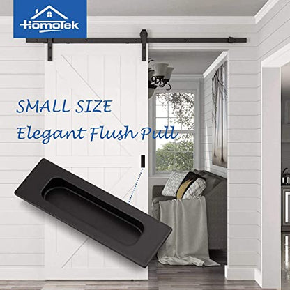 HOMOTEK 2 Pack 120mm Flush Sliding Closet Door Pulls, Recessed Finger Pulls for Sliding Barn Bypass Door Handles, Cabinet Drawer Rectangular Invisible Pull- Small Size 4.75 in, Black
