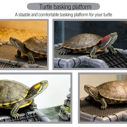 Extra Large Standing Turtle Basking Platform, 13.4" Width Turtle Basking Area with Ramp, DIY Turtle Tank Accessories, PVC Basking Dock for Aquatic Turtles for 75/90/120 Gallon