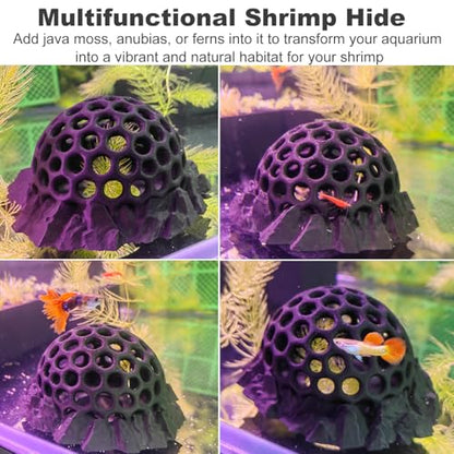 Shrimp Hides for Aquarium, Shrimp Tank Accessories - Shrimp Cave, Shrimp Hideout, Shrimp Shelter, Black