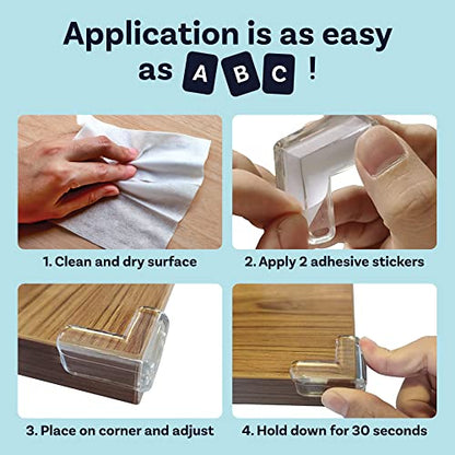 CalMyotis Corner Protector Guards - Furniture Edge Safety Bumpers - Baby Proof Bumper & Cushion to Cover Sharp Furniture & Table Edges - Clear & Transparent - (12 Pack)