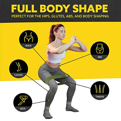 Fabric Resistance Bands for Working Out, 3-Pack for Legs and Glutes - color: Military Green