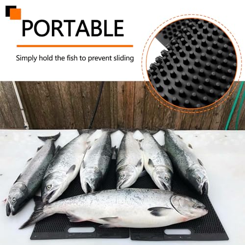 NonSlip Fish Fillet Mat for Filleting, Cutting, Cleaning - Heavy Duty Rollable Cutting Board - No Need Fish Grippers - Large Size (14 * 24", Black) - color: Black, size: 24"L x 14"W