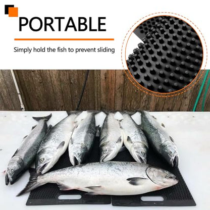 NonSlip Fish Fillet Mat for Filleting, Cutting, Cleaning - Heavy Duty Rollable Cutting Board - No Need Fish Grippers - Large Size (14 * 24", Black) - color: Black, size: 24"L x 14"W