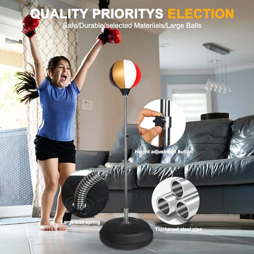 INNOLIFE Speed Ball Stand Punching Bag with Gloves, Reflex Bag for Adults