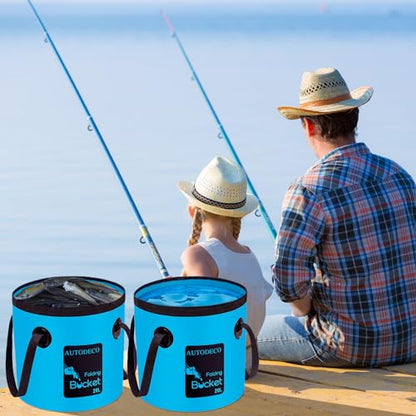 5 Gallon Collapsible Bucket Water Container Portable Wash Basin for Fishing Camping Car Washing Hiking 20L - color: Blue
