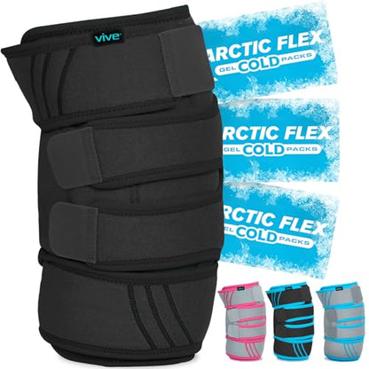 Vive Knee Ice Pack Wrap - Cold/Hot Gel Compression Brace for Pain Relief - color: Black