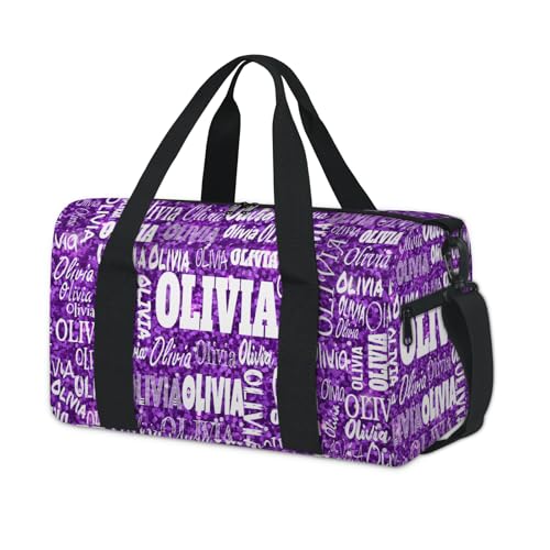 Personalized Sport Ballet Dance Bag, Bright Glitters Dark Purple - color: Purple