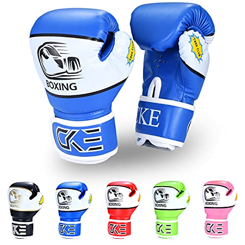 CKE Boxing Gloves for Kids Ages 5-12, Beginner Punch Bag Training Gloves - color: BLUE