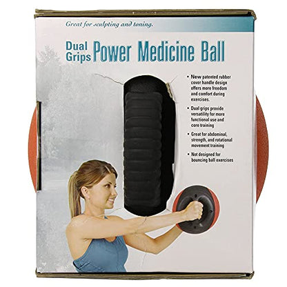 AEROMAT Dual Grip Power Medicine Balls for Abdominal Training and Rotational Movements - 9" Diameter - Weights Color-Coded - style: 8 lbs - Black/Orange