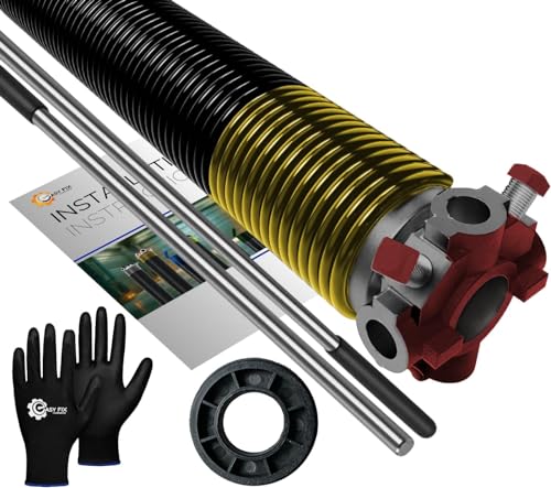 Garage Door Torsion Spring 250x2x36 Replacement for Left Side of Garage Door with 1" Nylon Bushing, Winding Bars, and Gloves Precision E-Coating 5-Year Warranty Min. 30,000 Cycles (Red Cone) - color: Red Cone (Left Side), size: 250x2x36