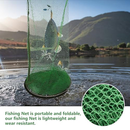 VILLCASE Thickened Portable Fishing Net Bag 25x2m Nano Double Steel Mesh Large Capacity Outdoor Fish Storage Net for Sea Fishing and Shrimp Catching