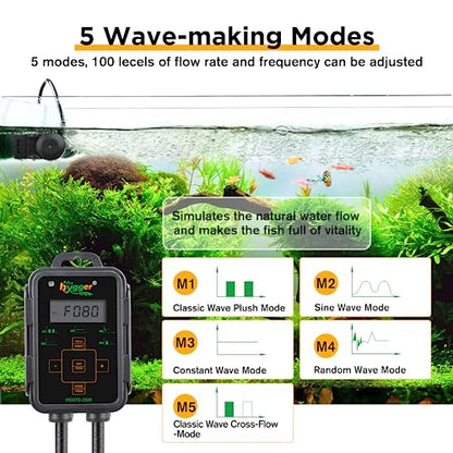 Hygger Aquarium Wave Maker - Adjustable Cross Flow Pump with LED Display Controller, Magnetic DC 24V Powerhead for Freshwater & Marine Reef Aquariums Up to 265 Gallon (25W) - style: 25W