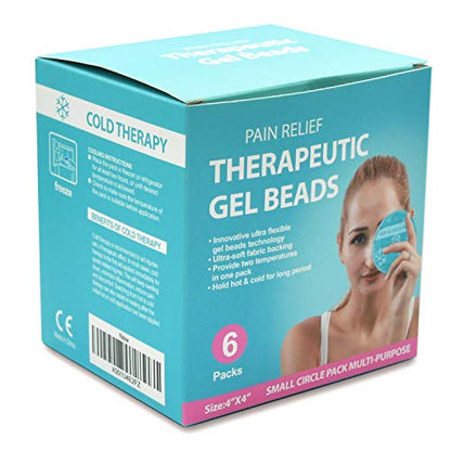 OLESILK Small Round Gel Beads Ice Packs with Cloth Backing, 6 Packs