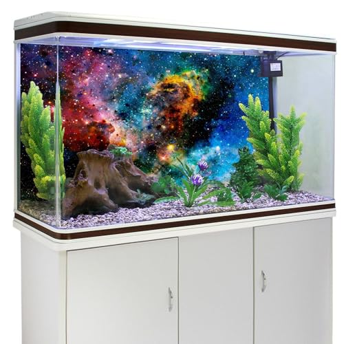 AWERT 24x12 inches Galaxy Aquarium Background Cloud Stars and Colorful Cosmic Universe Fish Tank Background Mystery Space Terrarium Background