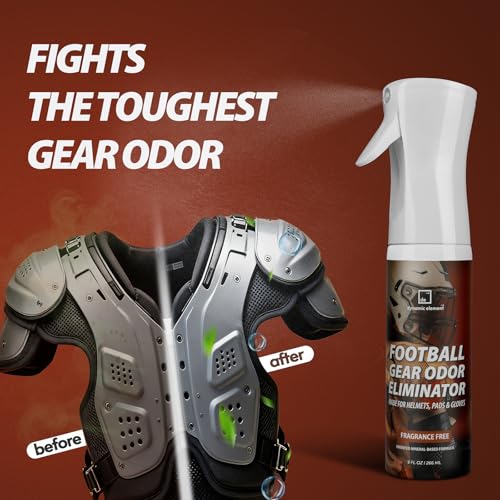 Football Gear Odor Eliminator Spray, Unscented, 9 fl oz | Mineral-Based, Tough on Sweat Odor, Safe for Skin, Deodorizes Football Pads, Helmets, Shoulder Gear & Cleats