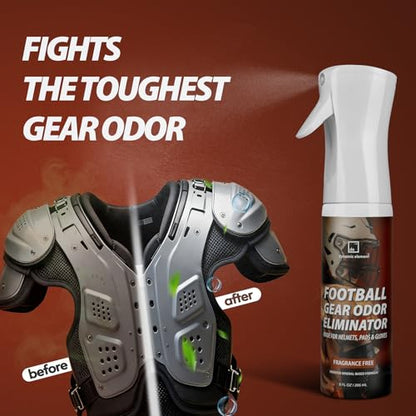 Football Gear Odor Eliminator Spray, Unscented, 9 fl oz | Mineral-Based, Tough on Sweat Odor, Safe for Skin, Deodorizes Football Pads, Helmets, Shoulder Gear & Cleats