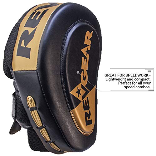 Revgear Boxing Pads Gel Focus - Boxing Mitts, Boxing Training Pads, Adjustable Hook and Loop Closure, Durable Synthetic Leather, Anti Shock Gel - Pair
