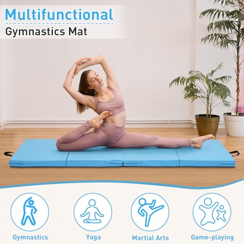 Gymnastics Mat, 3x6FT / 4x8FT 2" Thick Kids' Folding Tumbling Mat - color: 3x6FT-Light Blue