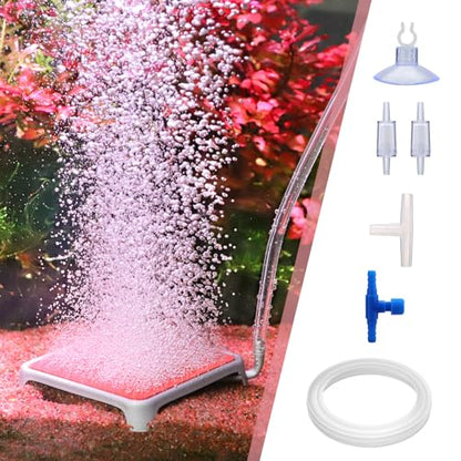 hygger Aquarium Air Stone, 3.23 Inch Nano Air Stone Make Super Tiny Bubble, Ultra Quiet Dissolved Oxygen Diffuser Small Airstone with Stainless Steel Base for Aquarium, Fish Tank & Hydroponic, Square