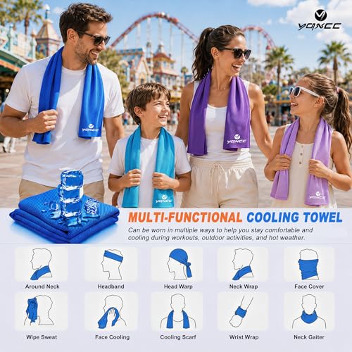YQXCC 4 Pack Cooling Towels (40"x12"), Ice Cool for Neck & Face - color: 2 Light Gray/ 2 Dark Gray