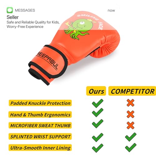 Boxing Gloves for Kids & Toddler & Youth - color: Pumpkin, size: 4oz
