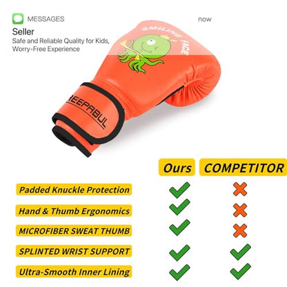 Boxing Gloves for Kids & Toddler & Youth - color: Pumpkin, size: 4oz