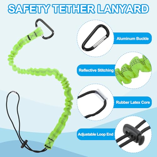 MECCANIXITY Retractable Tool Lanyard 3ft with Single Aluminum Buckle and Adjustable Loop End, Maximum Weight Limit 10KG / 22lb, Safety Fall Protection Tools Leash, Green 3 Pack - color: Green, size: 3ft