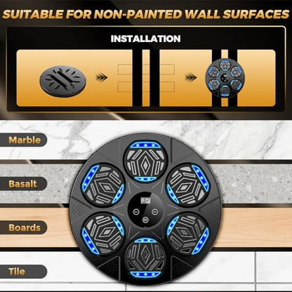 Music Boxing Machine, Wall Mounted Bluetooth Punching Pad with Gloves - color: Dark black