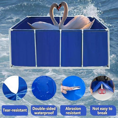 Large Outdoor Fish Holding Tank - Durable PVC Canvas, Steel Frame, Koi Pond & Turtle Aquarium, Easy Setup, Perfect for Garden & Backyard Use White 2×1×0.8m(6.5×3.3×2.6ft)