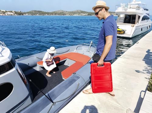 Portable Boat Tank 6 Gal, Outboard Marine Tank with 9.8ft Hose & Level Gauge - color: Red, size: 6 Gallon