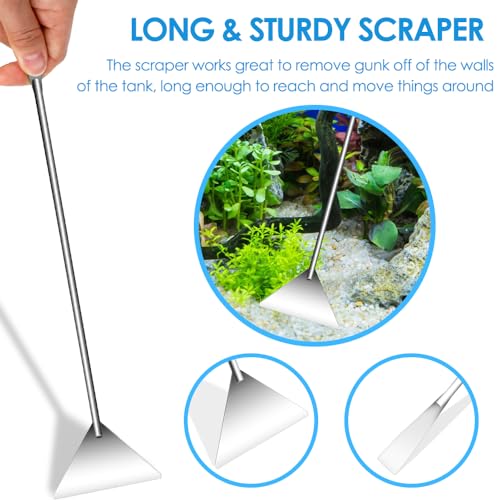Aquascape Tools Aquarium Kit, 4PCS Long Aquascaping Tools Stainless Steel Aquatic Plants Set for Fish Tank, Aquarium Plant Trimming