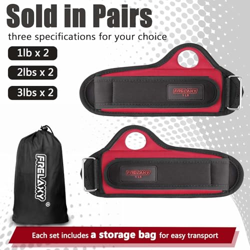 Frelaxy Wrist Weights with Thumb Loops for Men Women (Pair) - color: Red, size: 3 lbs x 2