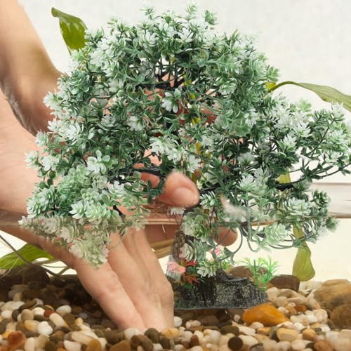 10 Inch Artificial Aquarium Tree Resin Fish Tank Decor Plastic Water Plant for Home Fish Tank Landscape Decoration